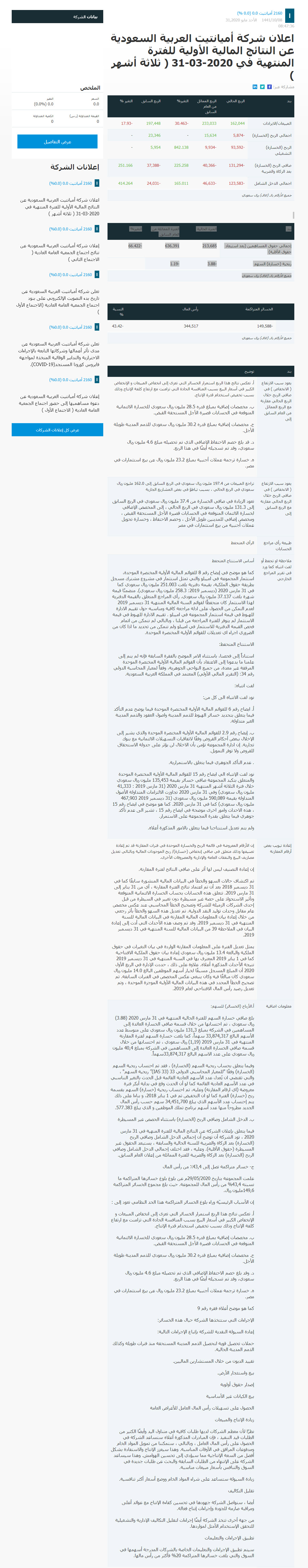 Amiantit Website Announcement arabic